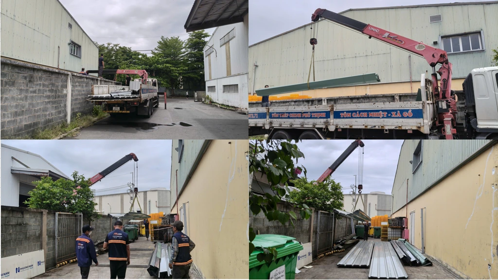 cẩu tôn vào vị trí tâp kết